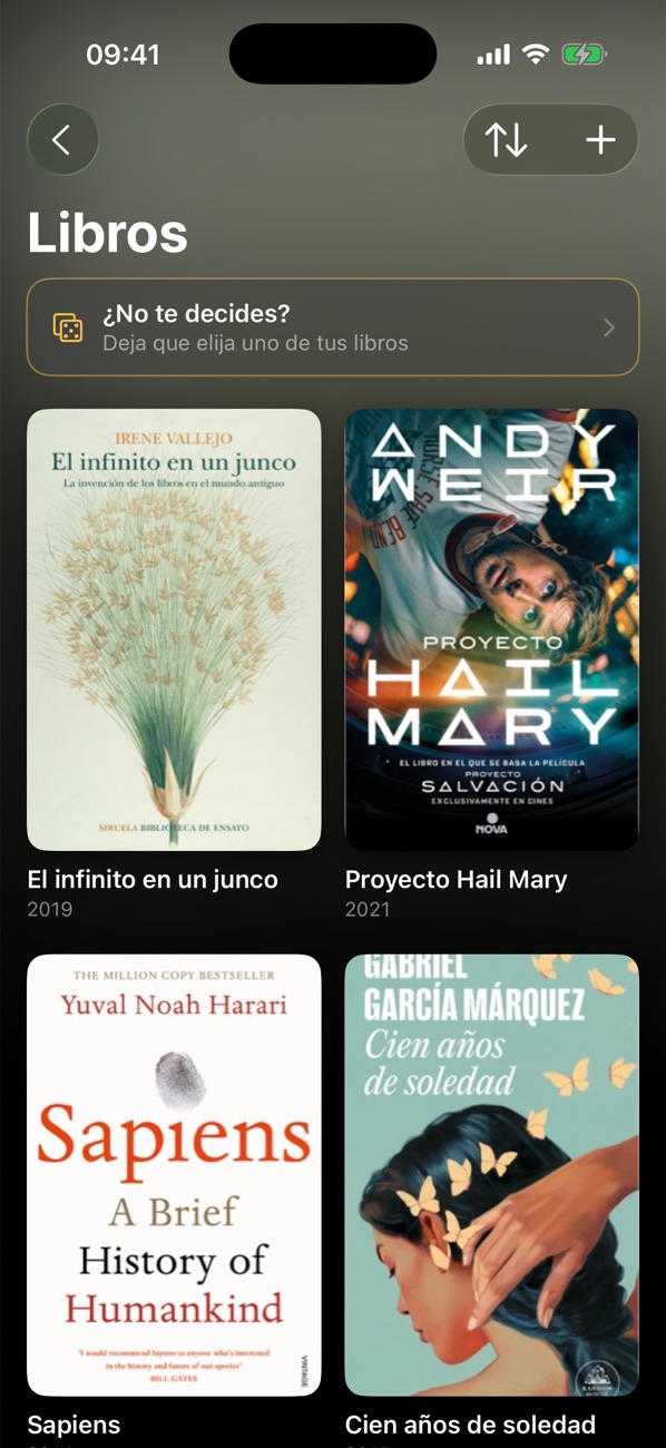 Libros en Tuck: El infinito en un junco, Proyecto Hail Mary, Sapiens y Cien años de soledad