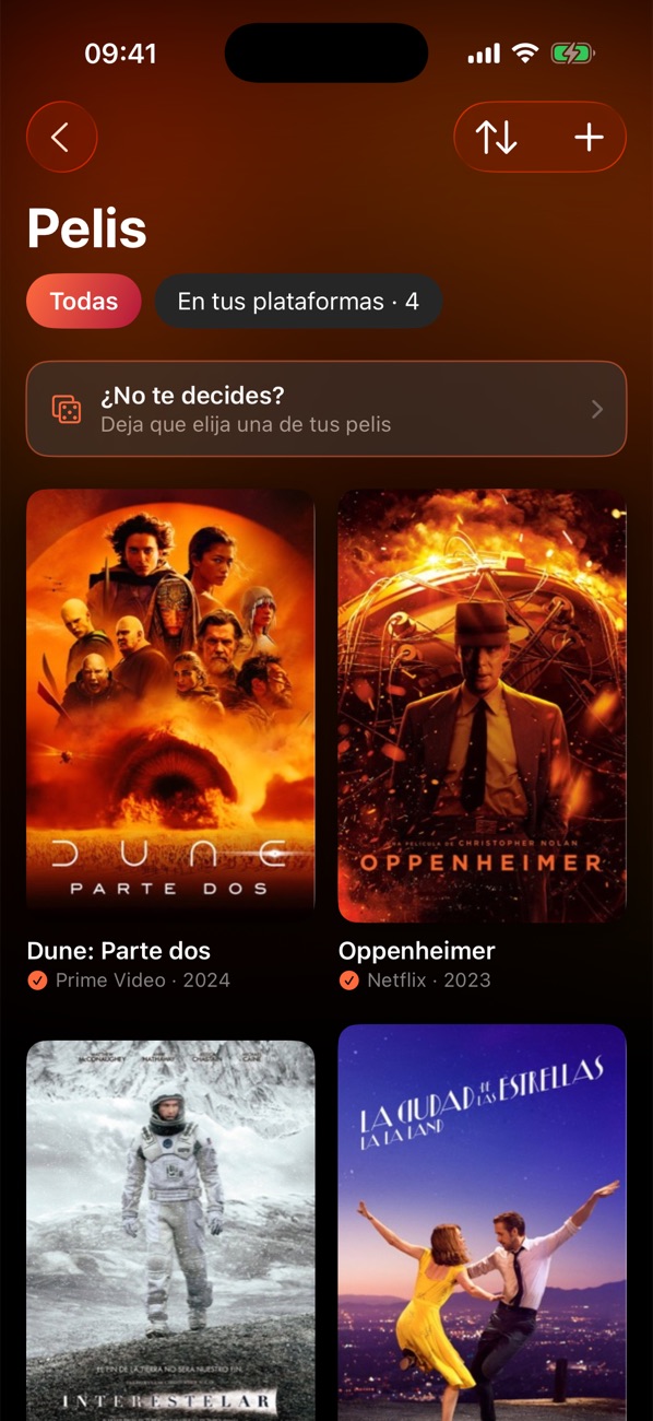 Pelis en Tuck: Dune: Parte dos, Oppenheimer, Interstellar y La La Land, con «En tus plataformas»